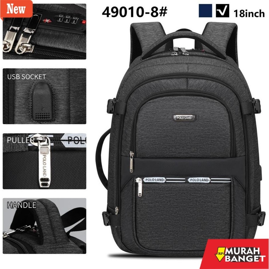Tas Ransel Pria Kekinian Tas Ransel Polo Land kanvas Laptop Multi Space Fit Laptop 17,5 Inch - Backp