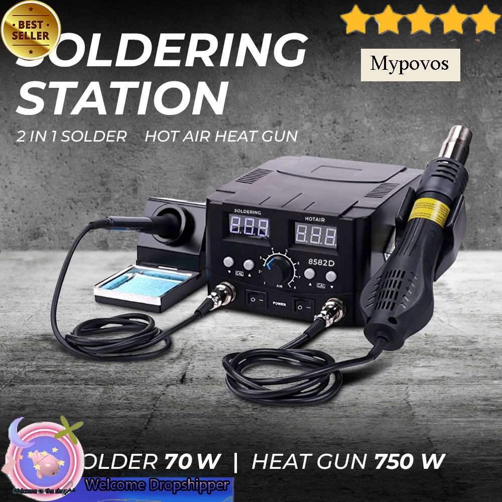 Mypovos Mesin Uap Blower 2in1 Solder Station 70W Hot Air Heat Gun 750W