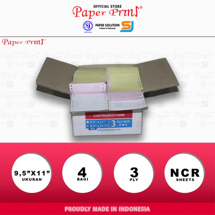 

✨BISA COD✨ -Paperpryns Kertas Continuous Form 3PLY NCR DPH 9,5"/2 x 11"/2 (Bagi 4)