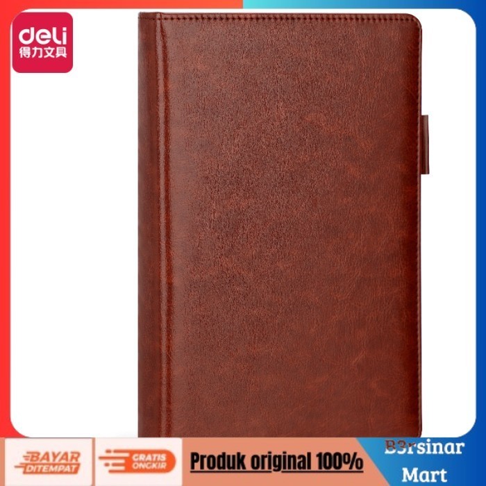 

[KUALITAS TERBAIK] Deli Leather Cover Notebook/Buku Catatan A5 180Lembar 22298 - Cokelat