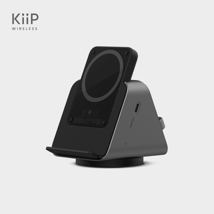 TERBARU KIIP WIRELESS EW50S MAGSAFE POWER BANK WIRELESS CHARGING BASE 3IN1 PD - Hitam