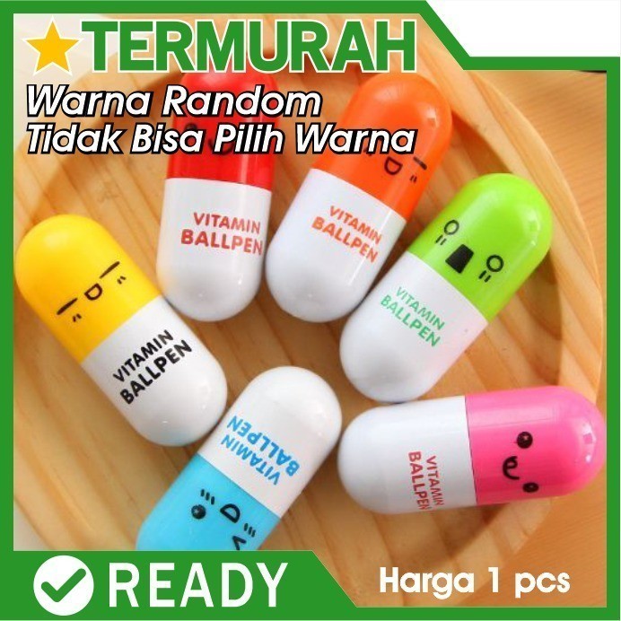 

Pulpen Bentuk Capsul lucu ballpoint pena tulis murah Ready COD