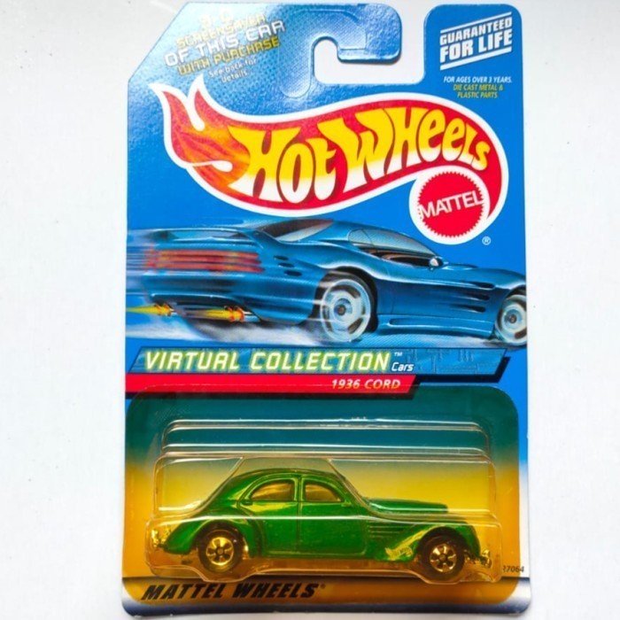Hotwheels 1936 36 Cord hijau 2000 ban Black Wall BW