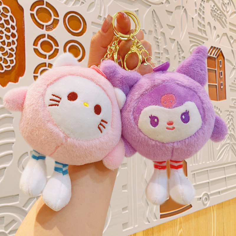 Sanrio Boneka Gantungan Kunci Lucu Mewah Kreatif Tas Sekolah Liontin Boneka Pasangan Kecil Perhiasan