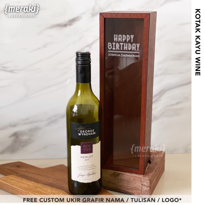 

FREE UKIR GRAFIR / Kotak Wine Kayu / Kotak Hampers Box Wine /Kotak Kado Wine Gift Box / Custom Nama Logo Tulisan