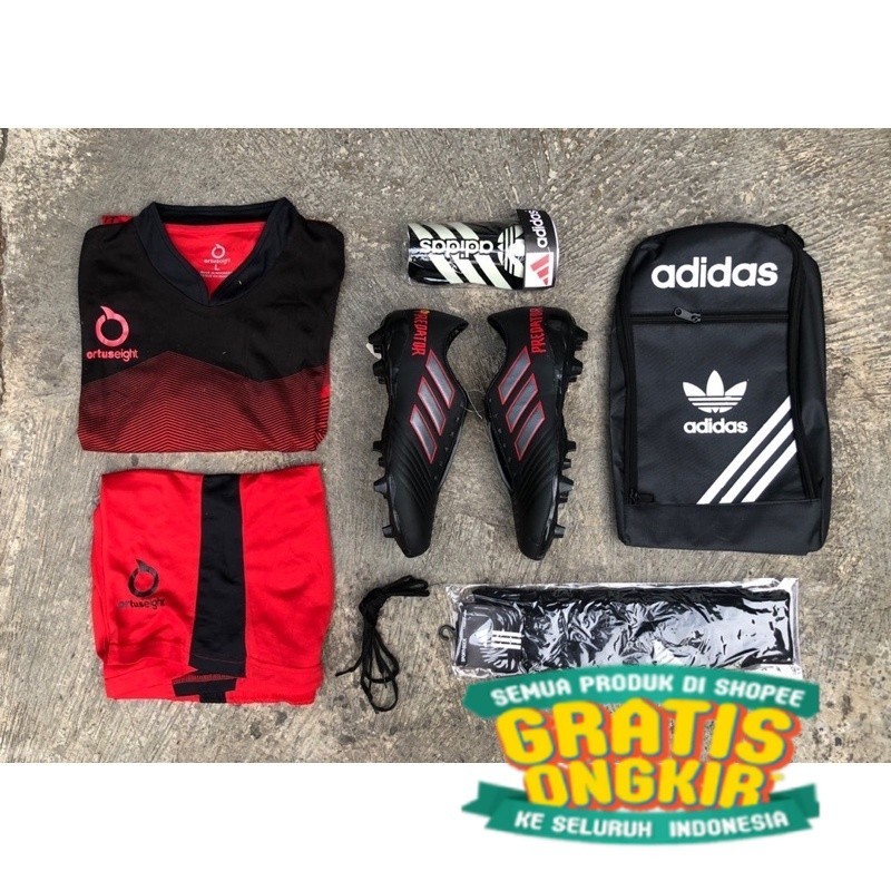 (Paket Komplit) Sepatu Bola Adidas Predator copa senese Legend Elite FG Superfly boots warna hitam m