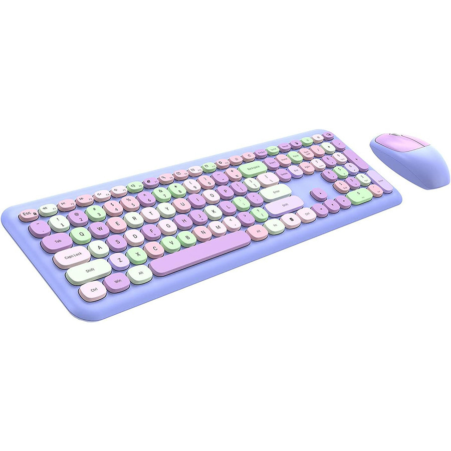 Wireless Keyboard and Mouse Combo Full-Sized Colorful Cute Keyboard Mouse Set for Windows Vista Comp