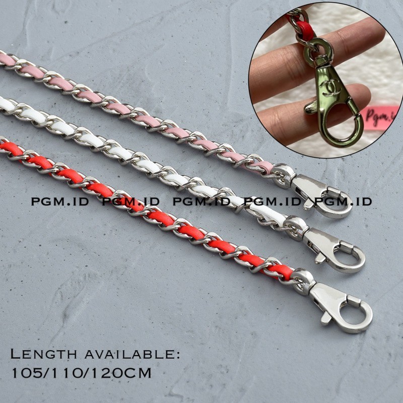 Bag strap besi silver and gold chain dengan logo CC