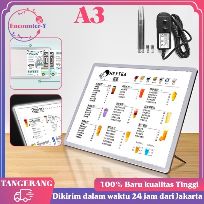 

[KUALITAS TERBAIK] LED Menu Board A3 Light Box Menu Led Menu Display Poster Display LED