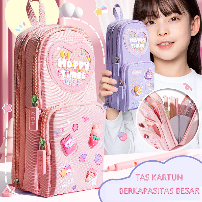 

GAGALU Tempat Pensil Kartun Besar Pencil Case Tempat Pensil Dekoratif Berkarakter Gemerlap