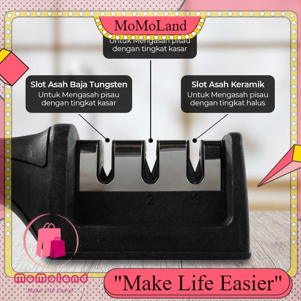 >>MoMoLand<< KNIFEZER Pengasah Pisau Dapur Knife Sharpener 3 Slot - HCK-168
