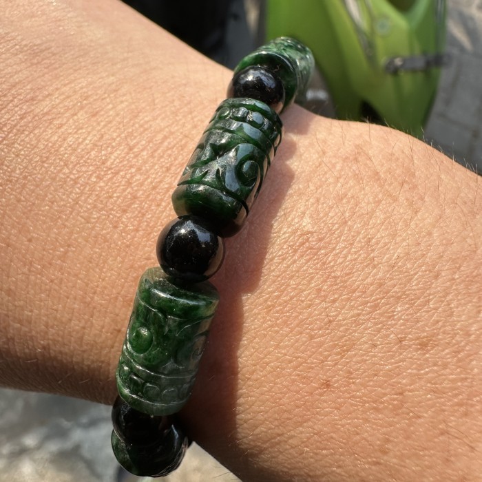Gelang Giok Natural Jade Jadeite / Giok burma Tipe A Asli CA