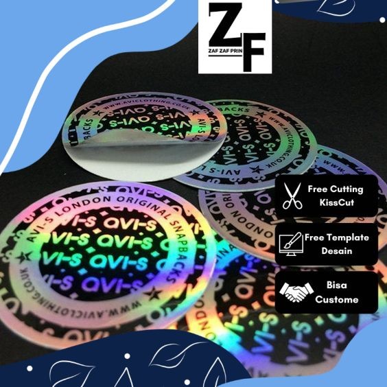 

ZAF SBH 7-15 Cetak Stiker Logo Bulat Custom Sticker Olshop Makanan Bahan Hologram Waterproof