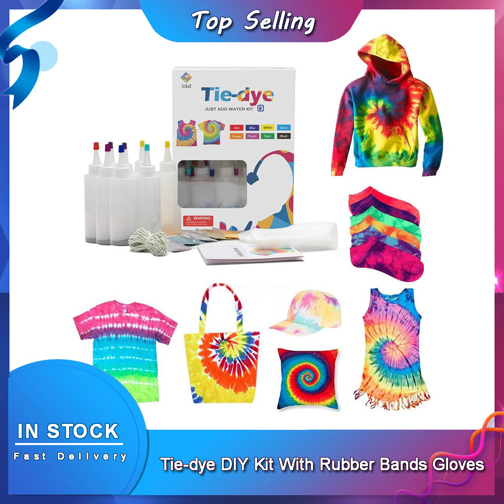 

Tie-dye DIY Kit With Rubber Bands Gloves , Safe Non-toxic Shirt Fabric DIY Fashion Dye Kit Clothing Graffiti Dye Supplies