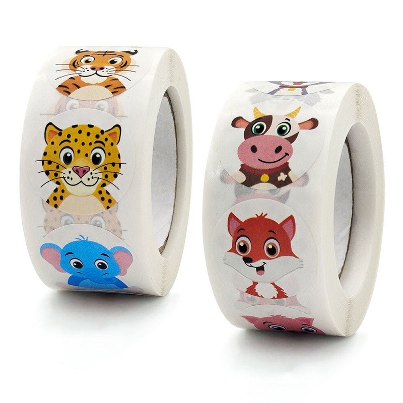 

100-500pc Stickers for Children Kids Rolling Animal Roll Stickers Small Cute Toy Game Sticker DIY Gift Sealing Label Decoration