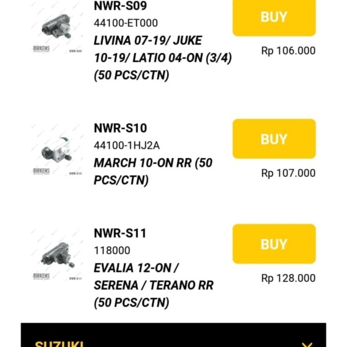 Master rem wheel cylinder roda belakang NISSAN MARCH berkualitas
