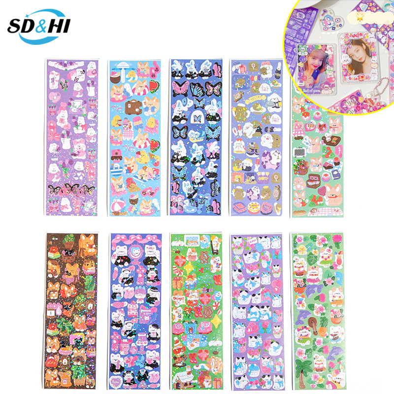 

10pcs Stickers Pack Cute Kawaii Laser Cute Stickers DIY Korean Stickers Laptop Scrapbook Decal Top Sticker