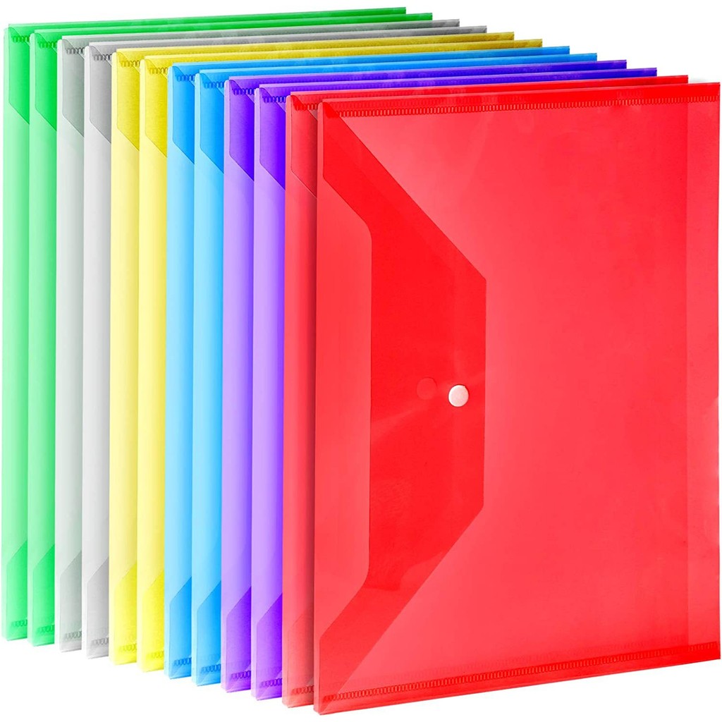 

A4 Transparent File Bag Folder Plastic Envelopes Clear File Folders Document Organizers With Snap Button School Office Supplies