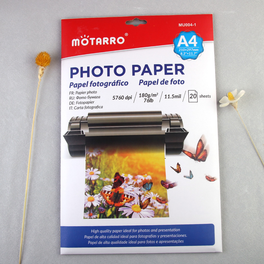 

MOTARRO High Color Density Photo Paper Picture for Inkjet Printing the High Resolution Images Printer 20 Sheets 8.3*11.7 Inch