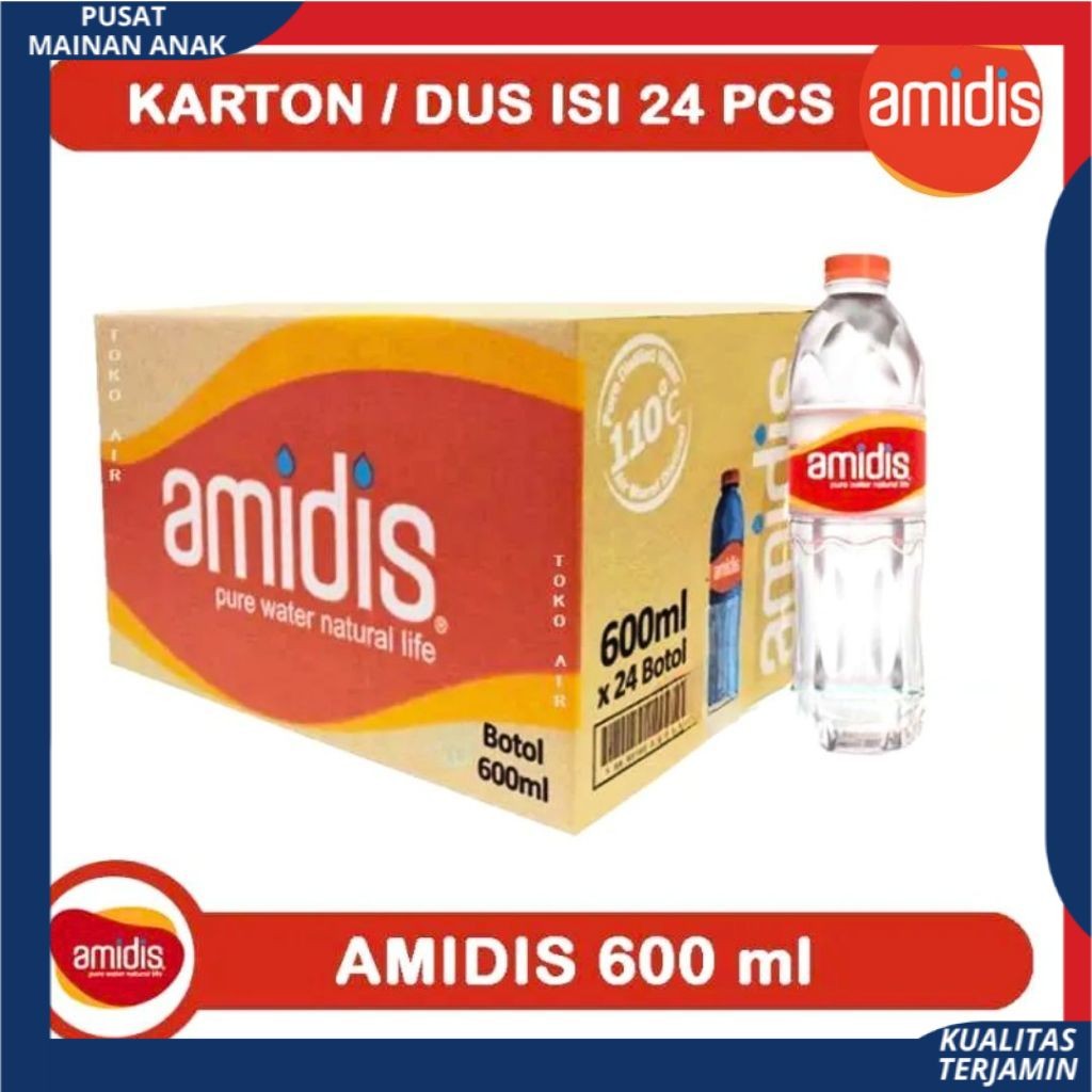 

PMA Air Mineral AMIDIS 600 ML Isi 24 Botol PER DUS PER KARTON