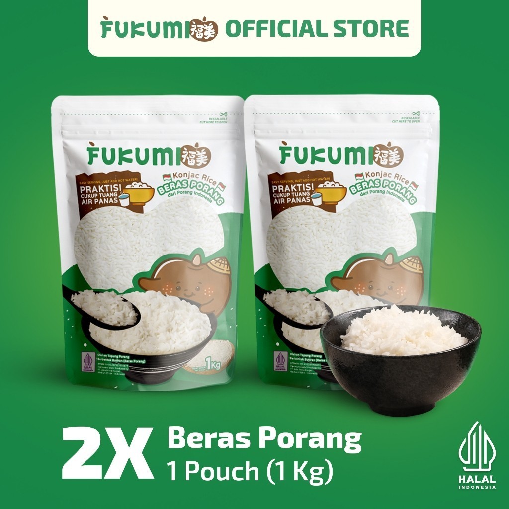 

FUKUMI Beras Porang 2 Pouch 1 KG - Shirataki Rice Terlaris