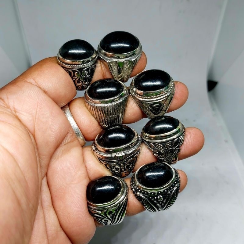 Cincin batu badar besi hitam asli original kuat nempel magnet / semeru / kursani / muntabesi