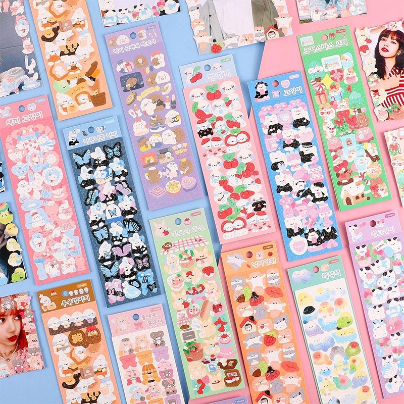

100 Lembar Lucu Random Kartun Glitter label Alat Tulis Siswa Deco