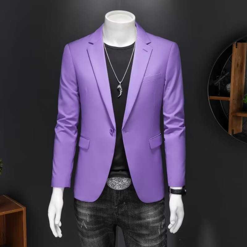 Matjar Najah Jas Blazer Formal Pria Dewasa Slimfit Wisuda Wedding MC Gromsmen Ungu Lilac Biru Krem