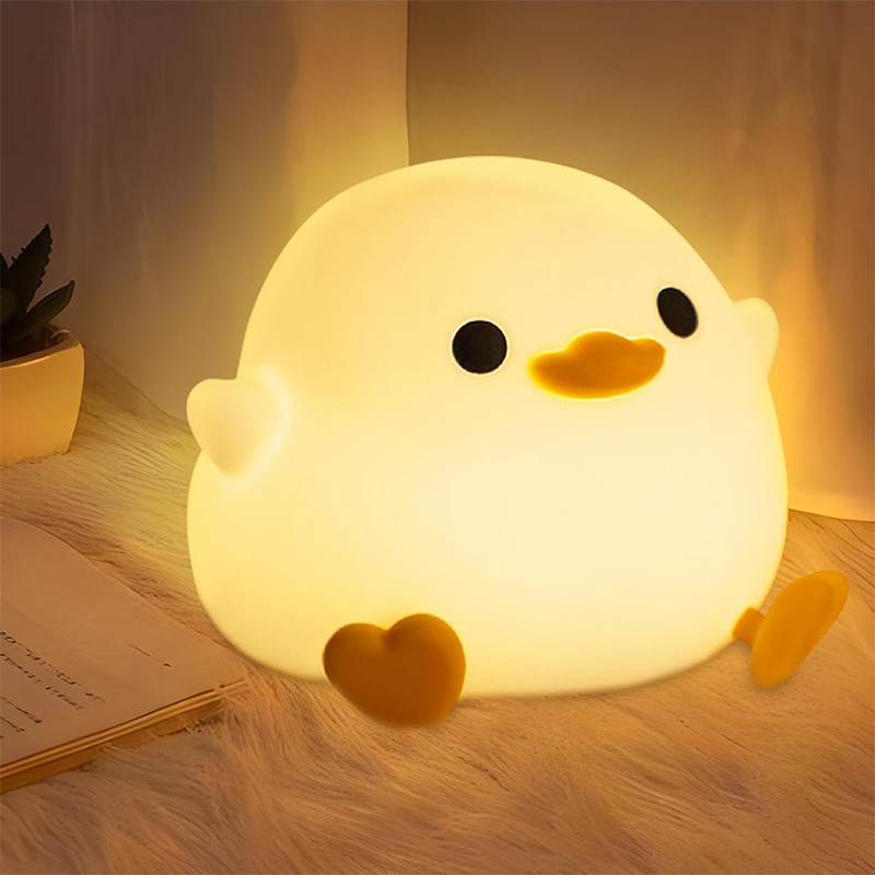 DoDo Duck Night Light, Cute Duck Lamp, Rechargeable Dimmable Nightlight, Silicone LED Bedside Lamp N