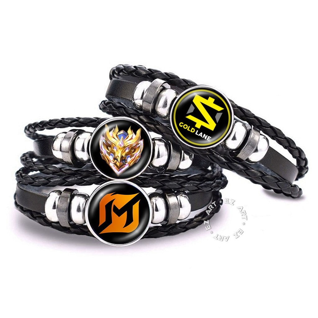 Gelang Gamer MLBB Mobile Legends Role Rank Update Baru Keren Tali Kulit Kepang Multilayer