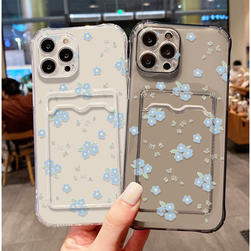 SoftCase ATM ID Card Blue flower Casing For Realme Note 60 60x 50 Narzo N63 N61 10 N53 50A 50i Prime