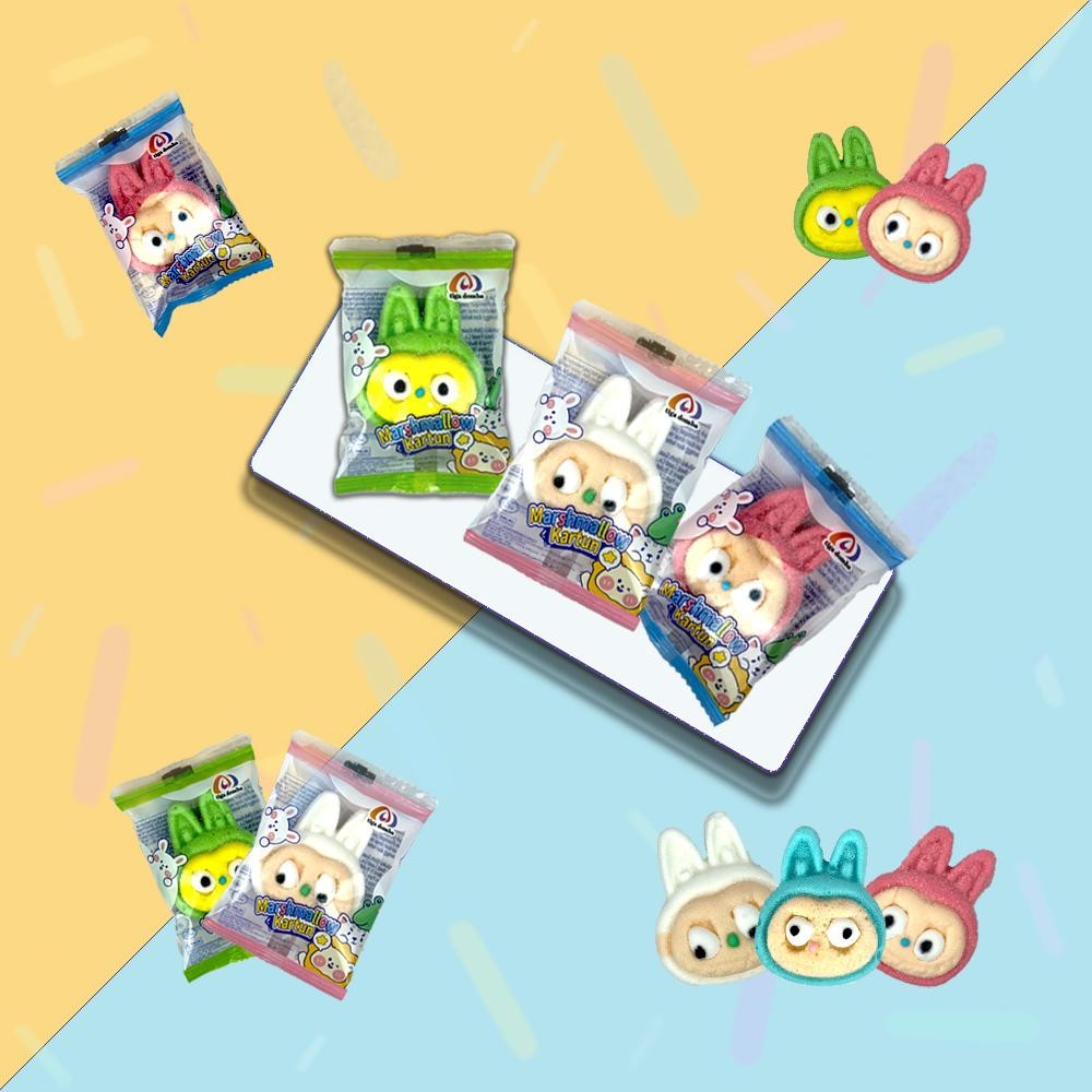 

【Hadiah】1Kantong@30 Pcs-llabububu Marshmallow Mix Rasa mashmallows: Strober, Mangga, Melon,Semangka - Lembut, Lezat, dan Seru untuk Camilan Sehari-hari