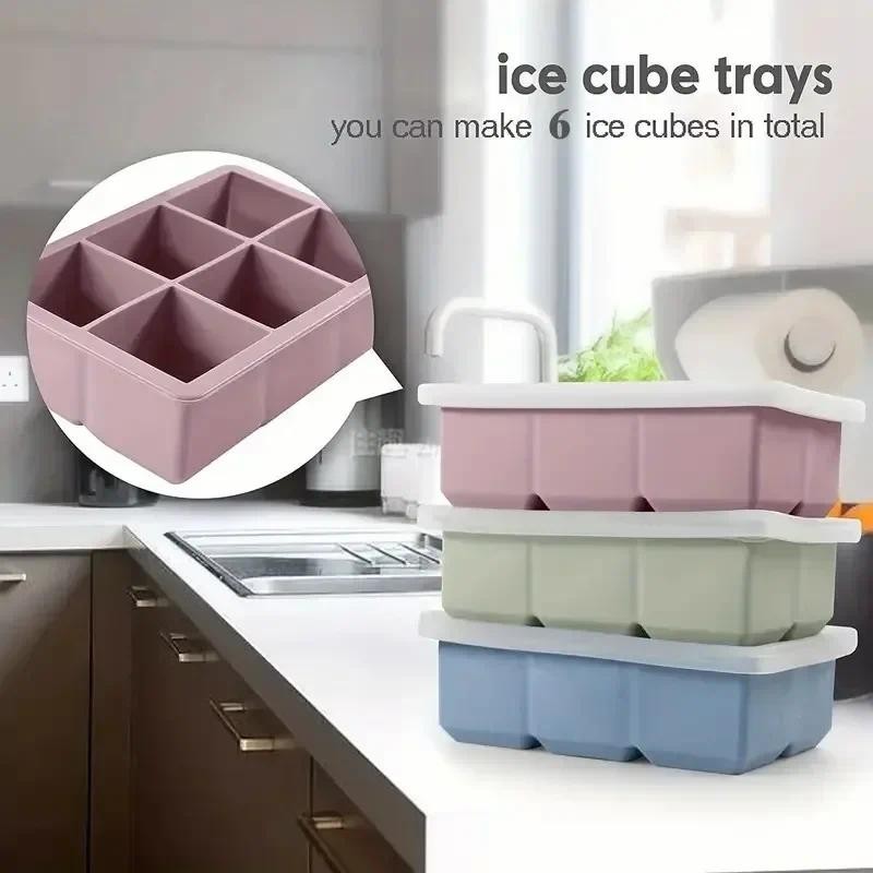 6 Square Food-grade Silicone Ice Cube Mold Ice Cube Making Machine Whiskey Ice Cube Mold Ice Cube Tr