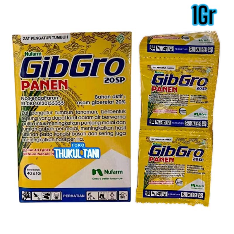 Pupuk Gibgro Panen 20SP GA3 Sachet 1Gram Gib Gro Nufarm Hormon ZPT Tanaman Asam Giberelat 20%