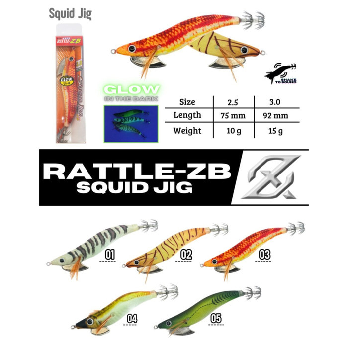 Squid Jig AXZ Ika Rattle ZB UV Luminous Squid Japan Hook