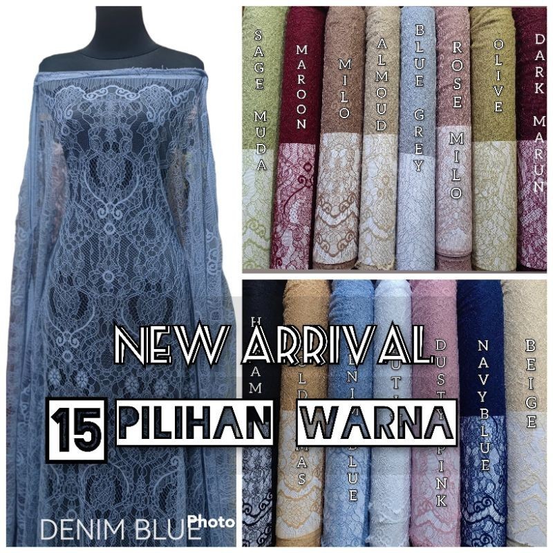 Kain brokat chantily lace bahan kebaya brokat panel