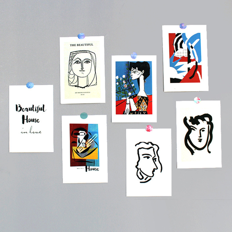 

7pc Abstract Painting Decoration Card Beautiful House Background Poster Journal Office Wall Sticker Photo Props Stationery Gift