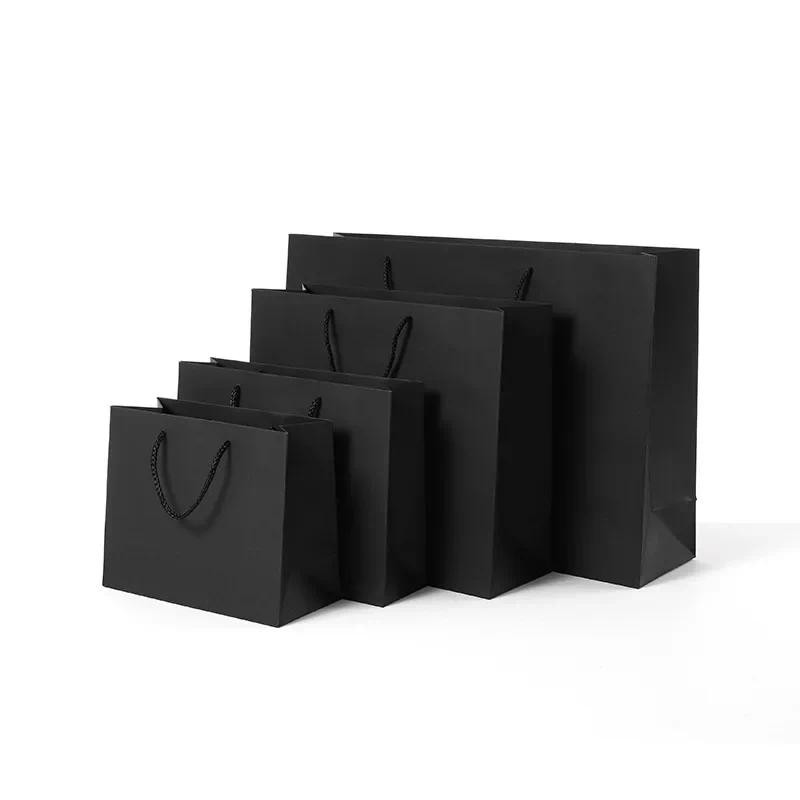 

1pc Senior Black Kraft Paper Bag Wedding Christmas Party Candy Food Cookies Packing Paper Bags Fashion Clothes Gifts Pack bags