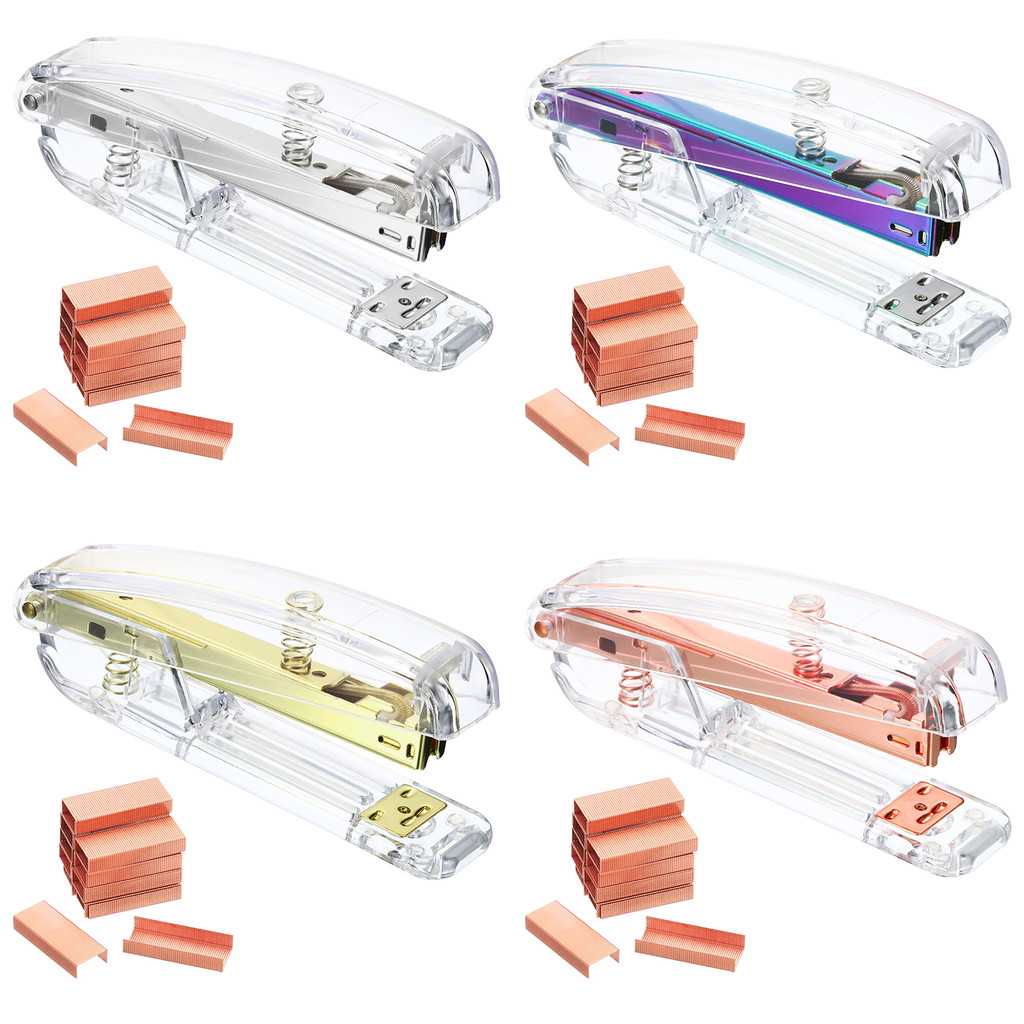 

Acrylic Stapler Set Portable Stylish Manual Effortless Desktop Stapler with 2000Pcs 24/6 Staples Stationery Office Binding Tools