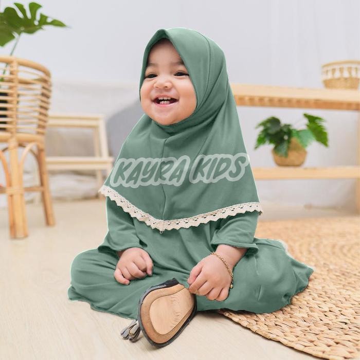 "HST.H" - TERBARU Gamis Bayi Perempuan Alisha Series 0-3 Tahun Baju Anak Muslim Free Jilbab Lembut P