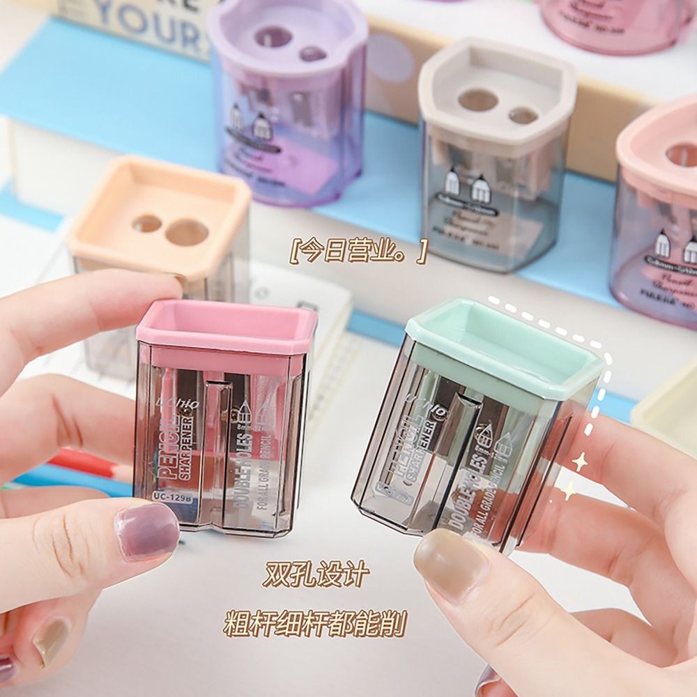

Random Color Pencil Sharpener School Office Supplies Double Hole Stationery Triangles Hexagons Circles Squares Mechanical Tool