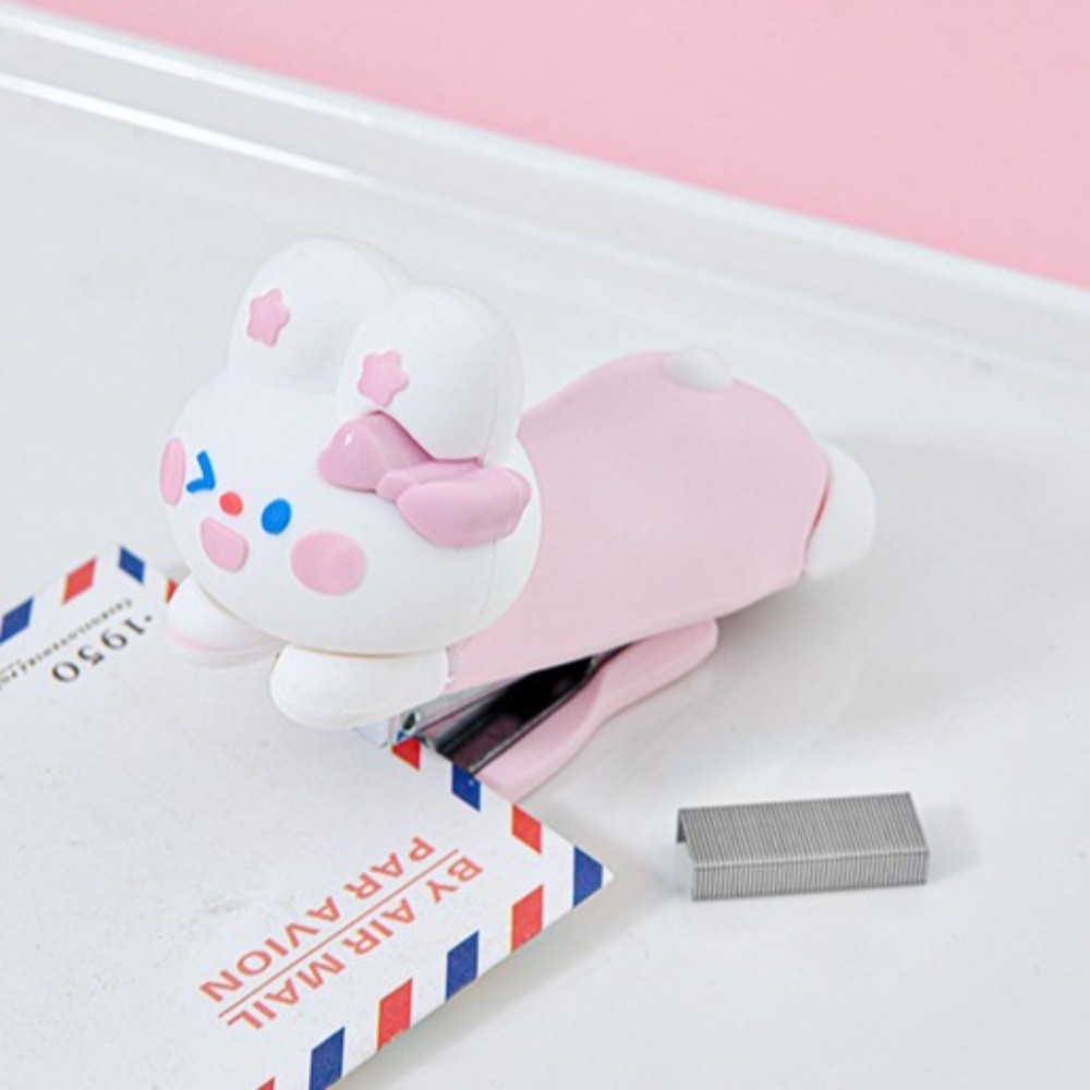 

≤20pcs Cute Cartoon Rabbit Stapler Binding Machine Cartoon Student Stapler Rabbit Kawaii Stapling Machine Stationery