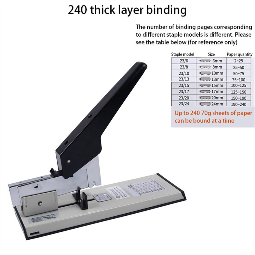 

240 Heavy Duty Stapler Large Capacity Paper Binding Stapler Hand Operated Stapler Office Supplies