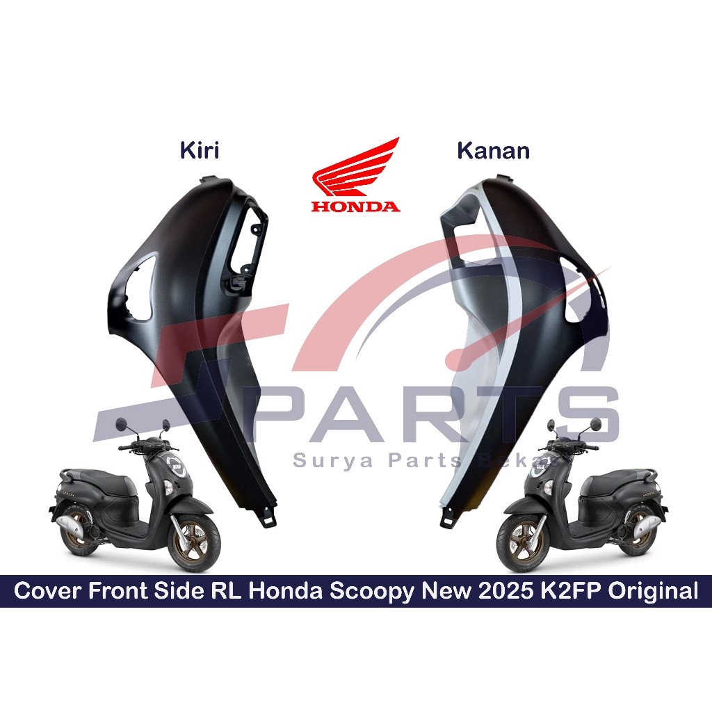 Cover Body Samping Depan Scoopy 2025 Cover Sayap Scoopy New 2025 Kanan Kiri Hitam Doff Original