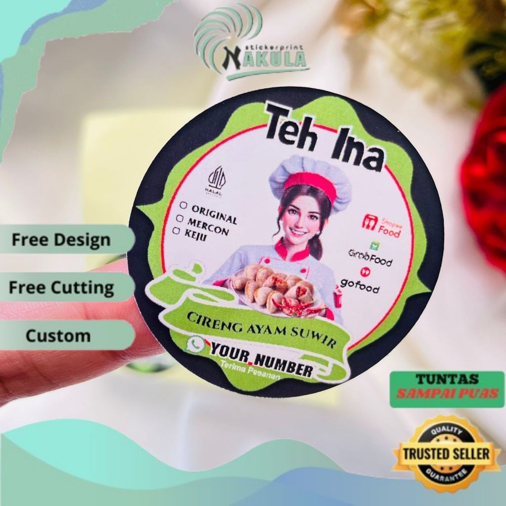 

NKL Sticker Cireng Isi Ayam Sticker Cilok Bulat Free Desain Label Cibay Murah Uk.Kecil 2-4