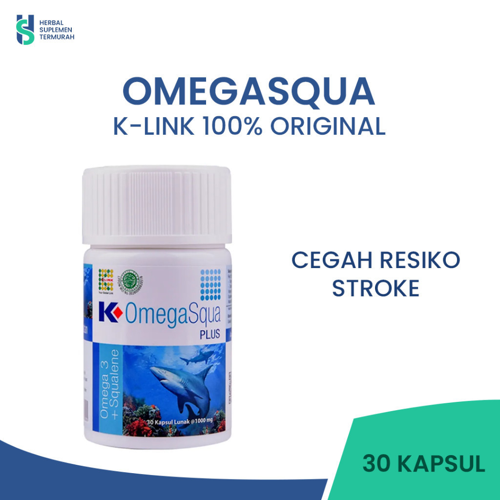 OmegaSqua Plus: Squalene Minyak Ikan - Original BPOM | 30 Capsules
