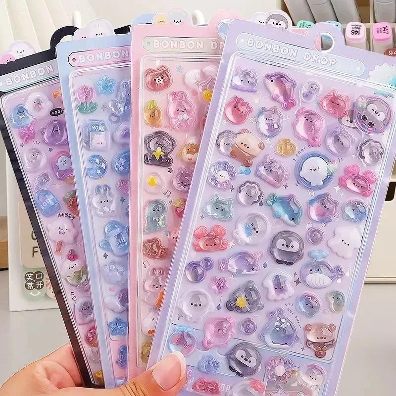 

1 pc Creative Candy Ghost Rabbit Drop 3D Relief Stickers Scrapbooking Diy Diary Stationery Sticker Decor Cute Aesthetic Stickers