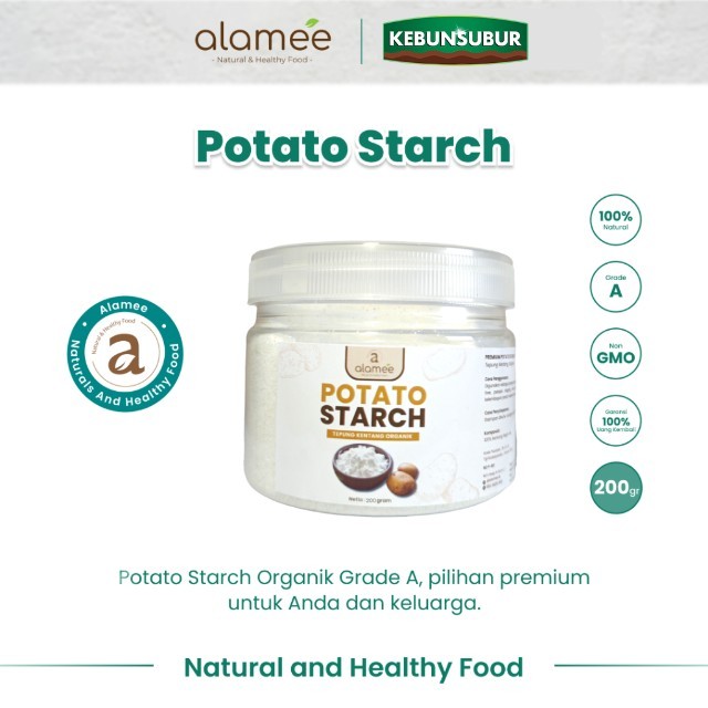 

ALAMEE Tepung Kentang Halus Potato Starch Tepung Kue PREMIUM Mashed Long Potato Powder 200gr kebunsurbur
