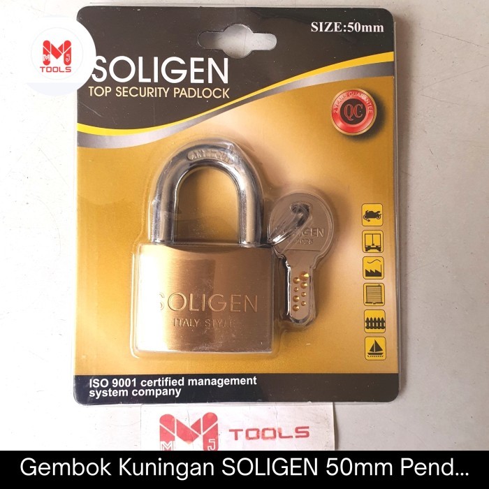 Gembok Kuningan SOLIGEN 50mm Pendek Per - SOLIGEN Brass Padlock - SOLIGEN Gembok Kuningan Per - Gemb