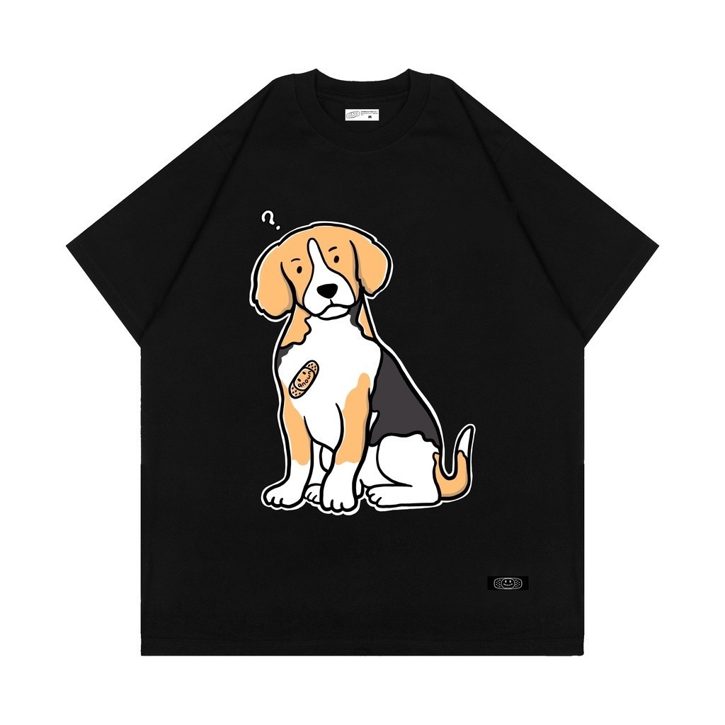 【Ori】 CONFUSED BEAGLE T-SHIRT // BLACK T-shirt pria dan wanita